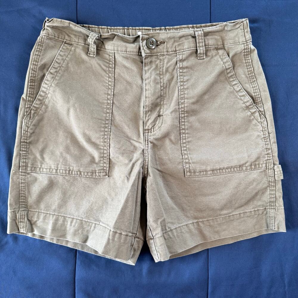 Lee Heritage Women's Khaki Utility Shorts Elastic Back Waist Carpenter Size 8